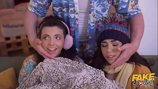 FakeHostel Girls In Heat – two Teen brunettes in threesome scene with pussy eating orgasm after cumshot on face