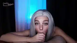 Super hot blonde blowjob after striptease