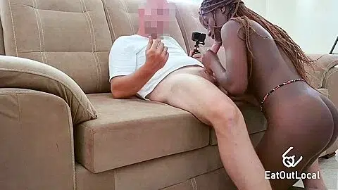 Twenty One Yo Beautiful Afro Cutie Eats Butt, Gets Drilled And Her Face Full Of Cum