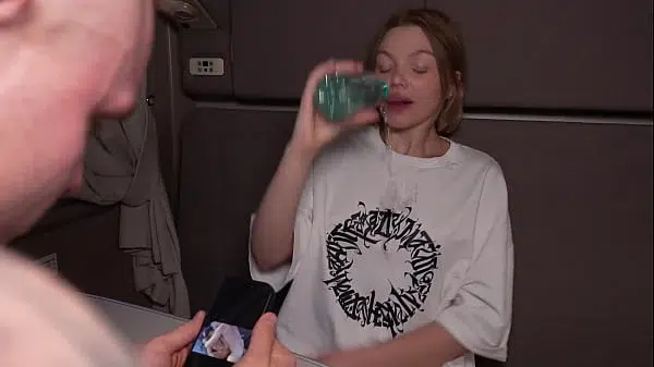 Unexpected teen sex on the train. Wet T-shirt.