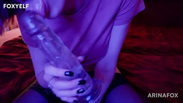 While my parents are not at home, I have fun with a dildo – ArinaFox