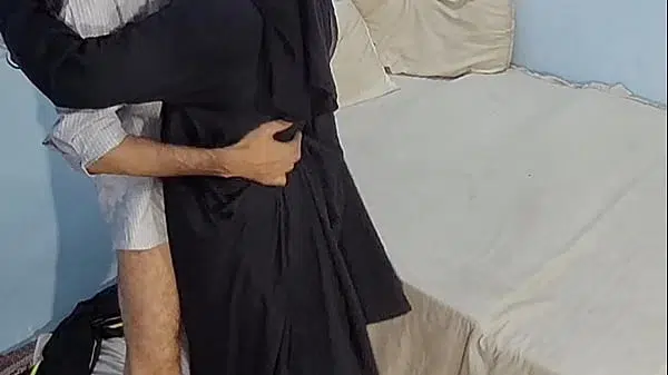 Punjabi aunty in Black Burqa secret meeting with lover who is slapping and fucking her tight pussy in xxx loud moans