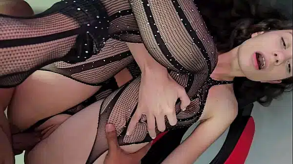Beautiful girl wearing very sexy black lingerie fucks her lover secretly