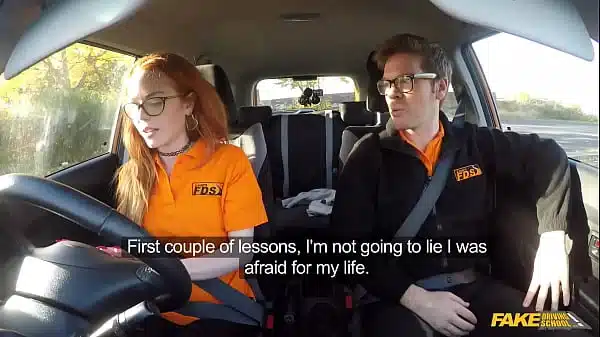 Elle Hughes and her pretty petite UK body penetrated by big cock in a car – Fake Driving School