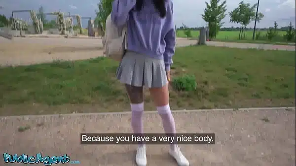 Public Agent – gorgeous natural young and skinny college girl takes Euros for outdoor flashing and sex outside with big dick