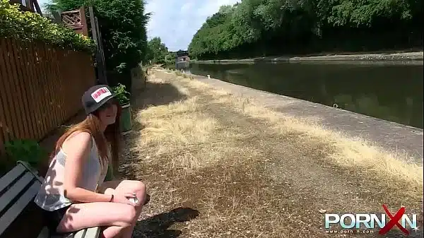 Shameless minx with big boobs Samantha Bently flashing her tits and pissing in public