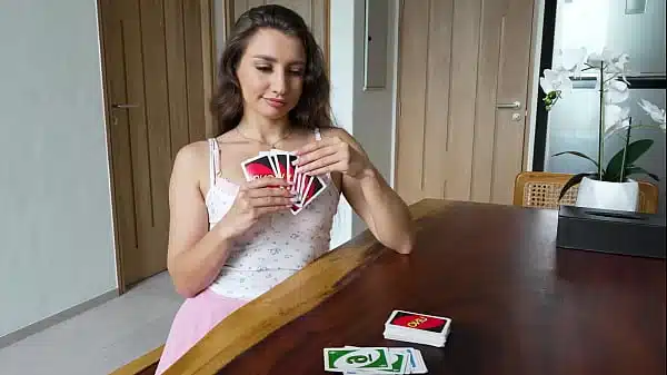 You lost at UNO cards so I want you to suck my sweet cock!