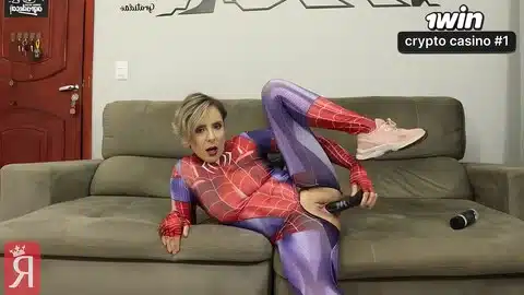 Spider Gwen In Gets A Anal Masturbation Toy With A Dildo
