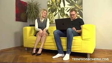 This cock raising petite blonde with nice tits was at the living room just for a little relax but ended up scrubbing some filthy cock instead